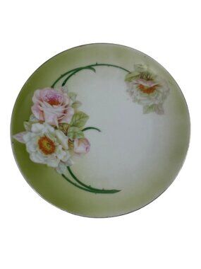 LDBC Germany Bavaria Floral Plate 6" Porcelain Green & Pink Roses Vintage